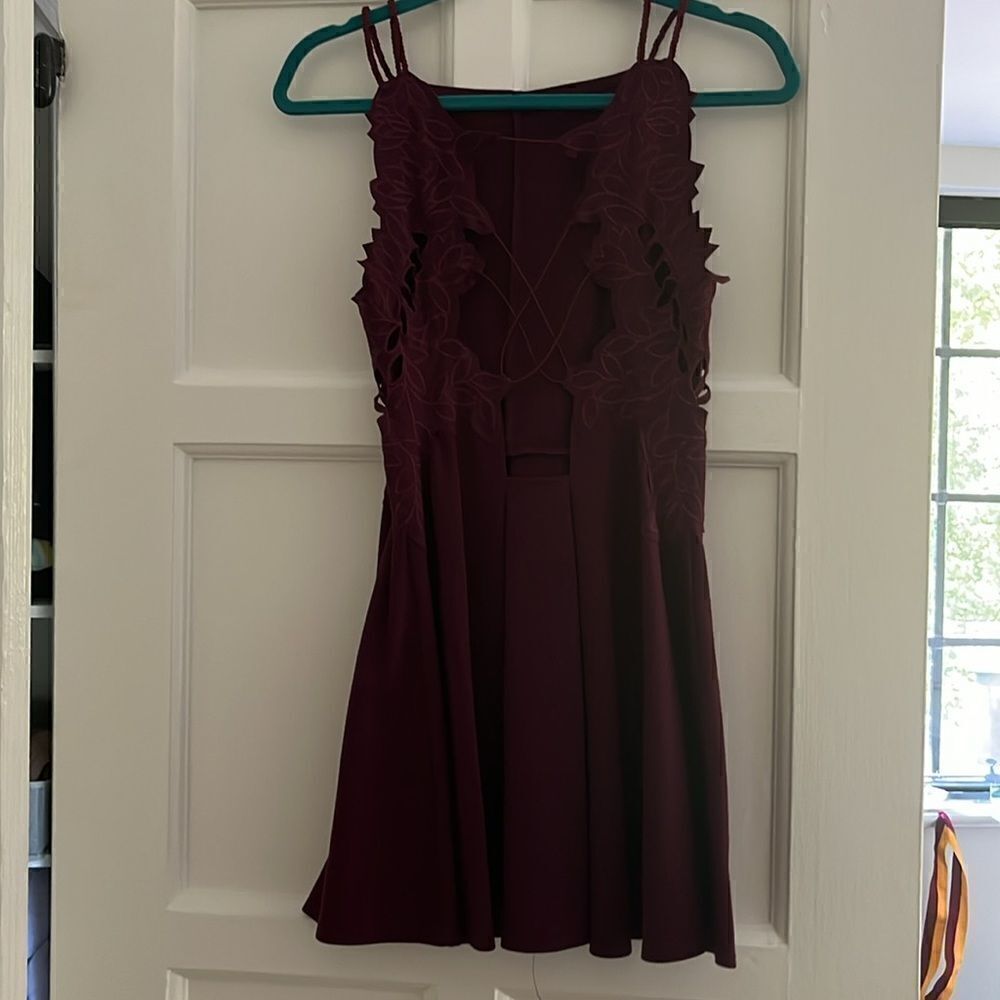 Free People size small cranberry colored skater dress - Picture 4 of 5